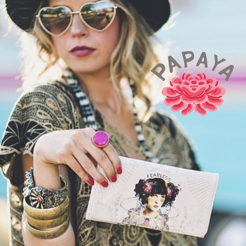 Papaya Art - Fearless Tri Fold Wallet Vegan Leather